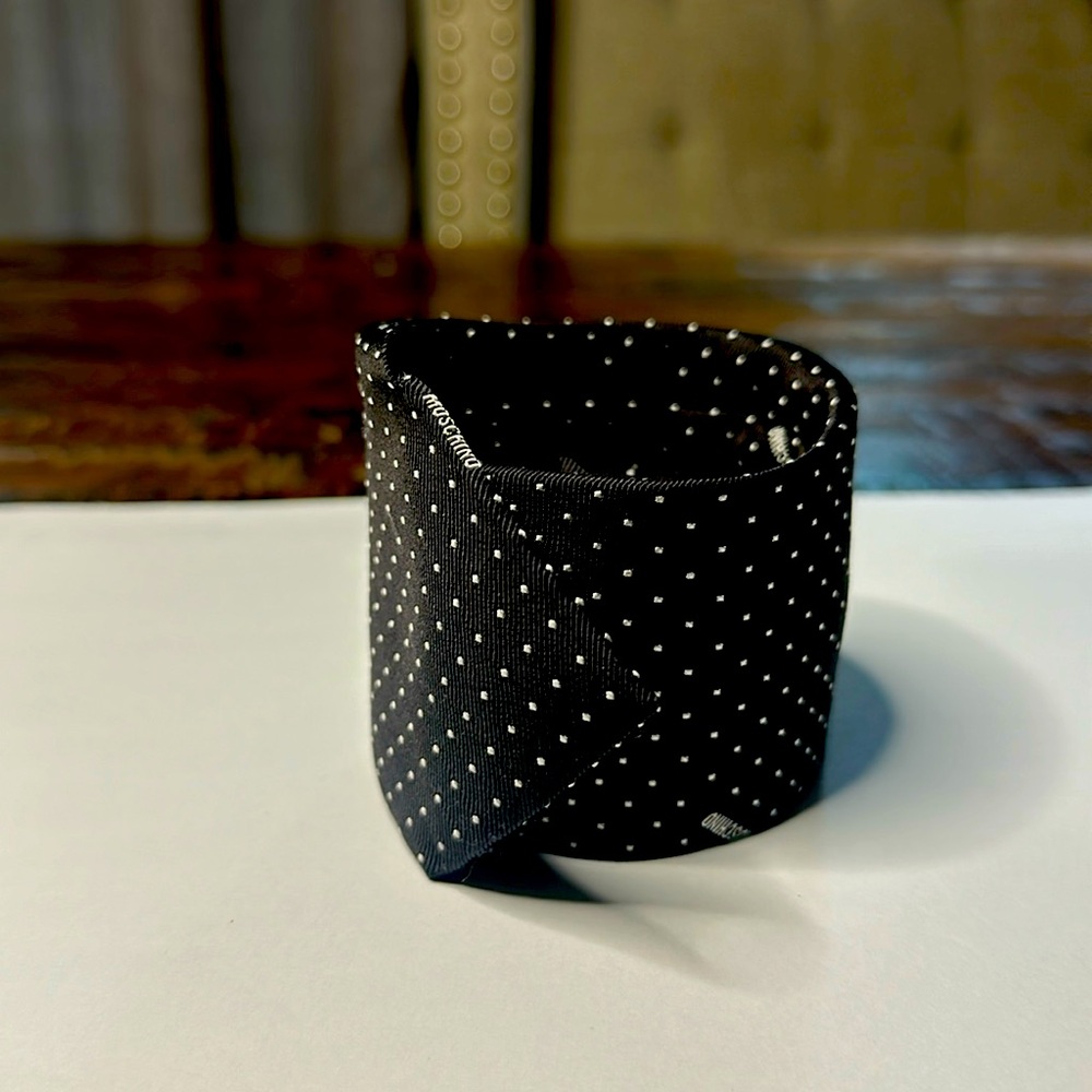 Moschino Black/White dot neck tie